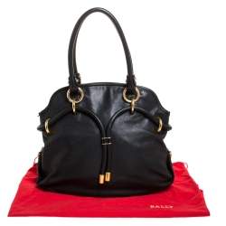 Bally Black Leather Drawstring Tote