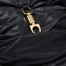 Pre Owned Bally Black Pleated Leather Hobo