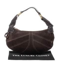 Bally Dark Brown Suede and Leather Hobo