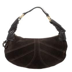 Bally Dark Brown Suede and Leather Hobo