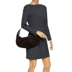 Bally Dark Brown Suede and Leather Hobo