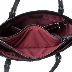 Bally Black Leather Striped Tote