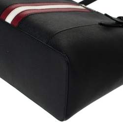 Bally Black Leather Striped Tote