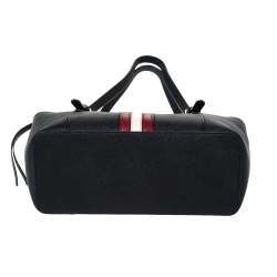 Bally Black Leather Striped Tote