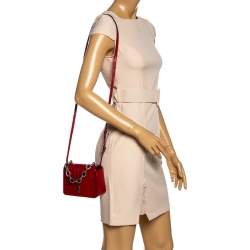 Bally Red Croc Embossed Leather Flap Shoulder Bag