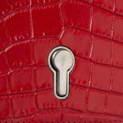 Bally Red Croc Embossed Leather Flap Shoulder Bag