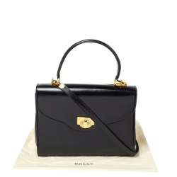 Bally Black Leather Vintage Top Handle Bag