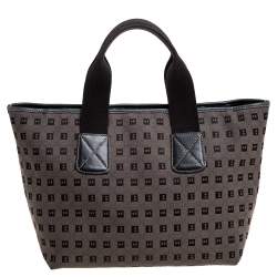 Pre Owned Bally Brown/Black Canvas and Leather Tote