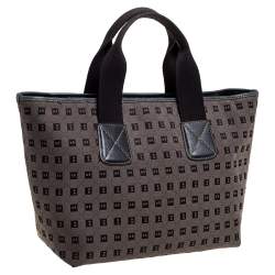Pre Owned Bally Brown/Black Canvas and Leather Tote
