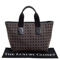 Pre Owned Bally Brown/Black Canvas and Leather Tote