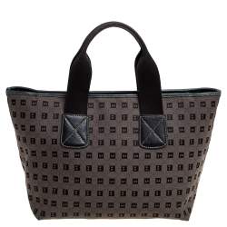 Pre Owned Bally Brown/Black Canvas and Leather Tote