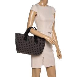 Pre Owned Bally Brown/Black Canvas and Leather Tote