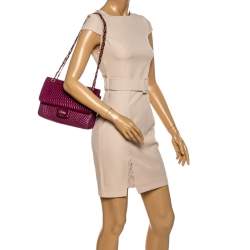 Pre Owned Bally Purple Quilted Leather Double Flap Chain Bag