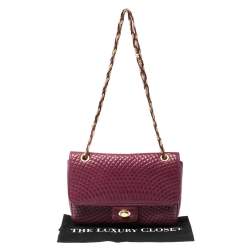 Pre Owned Bally Purple Quilted Leather Double Flap Chain Bag