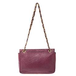 Pre Owned Bally Purple Quilted Leather Double Flap Chain Bag