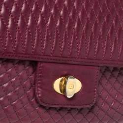 Pre Owned Bally Purple Quilted Leather Double Flap Chain Bag