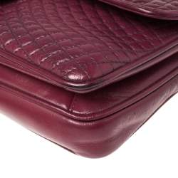 Pre Owned Bally Purple Quilted Leather Double Flap Chain Bag