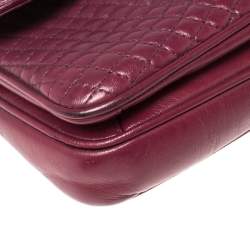 Pre Owned Bally Purple Quilted Leather Double Flap Chain Bag
