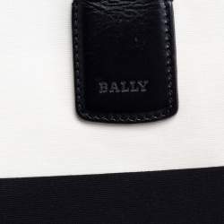 Bally Black/White Canvas and Leather Bennas Tote