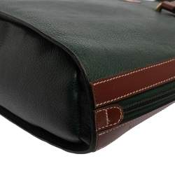 Pre Owned Bally Dark Green/Brown Leather Vintage Dome Satchel