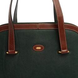Pre Owned Bally Dark Green/Brown Leather Vintage Dome Satchel
