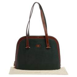 Pre Owned Bally Dark Green/Brown Leather Vintage Dome Satchel