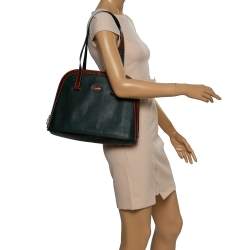 Pre Owned Bally Dark Green/Brown Leather Vintage Dome Satchel