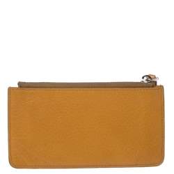 Pre Owned Bally Yellow Leather Zip Card Holder
