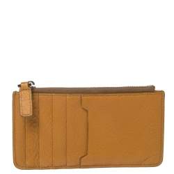 Pre Owned Bally Yellow Leather Zip Card Holder