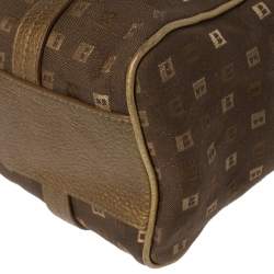 Bally Brown/Gold Canvas and Leather Satchel