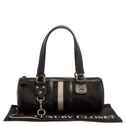 Pre Owned Bally Black Nylon and Leather Boston Bag