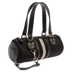 Pre Owned Bally Black Nylon and Leather Boston Bag