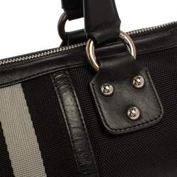 Pre Owned Bally Black Nylon and Leather Boston Bag