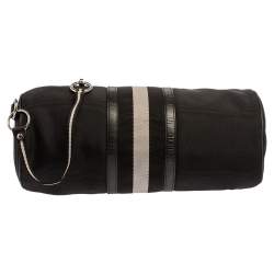 Pre Owned Bally Black Nylon and Leather Boston Bag