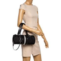 Pre Owned Bally Black Nylon and Leather Boston Bag