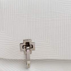 Bally White Textured Leather Double Pocket Flap Shoulder Bag