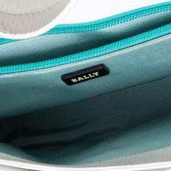Bally White Textured Leather Double Pocket Flap Shoulder Bag