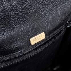 Pre Owned Bally Black Croc Embossed Leather Vintage Flap Shoulder Bag