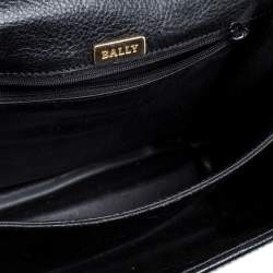 Pre Owned Bally Black Croc Embossed Leather Vintage Flap Shoulder Bag