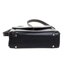 Pre Owned Bally Black Croc Embossed Leather Vintage Flap Shoulder Bag