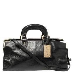 Bally Shimmery Black Leather Satchel