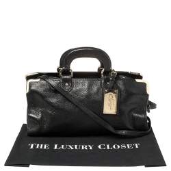 Bally Shimmery Black Leather Satchel