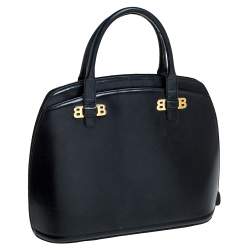 Bally Black leather Logo Top Handle Bag