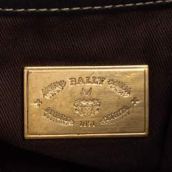 Pre Owned Bally Brown/Beige Monogram Canvas and Leather Flap Hobo