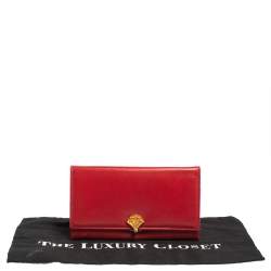 Bally Red Leather Flap Continental Wallet