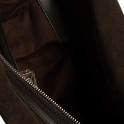 Pre Owned Bally Brown Suede and Leather Zip Pocket Satchel