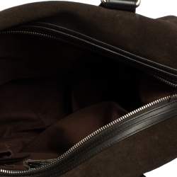 Pre Owned Bally Brown Suede and Leather Zip Pocket Satchel