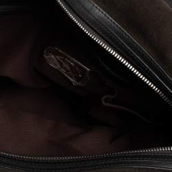 Pre Owned Bally Brown Suede and Leather Zip Pocket Satchel