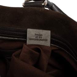 Pre Owned Bally Brown Suede and Leather Zip Pocket Satchel