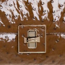 Pre Owned Bally Brown Ostrich Flap Chain Clutch